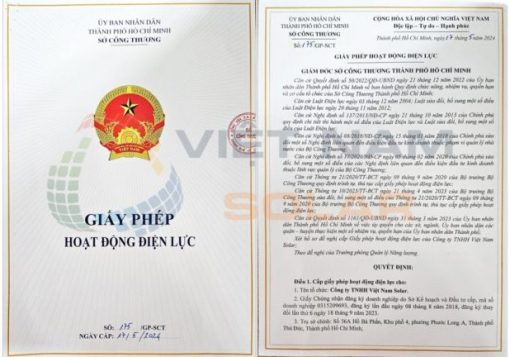 Giấy phép hoạt động điện lực số 175/GP-SCT - Việt Nam Solar