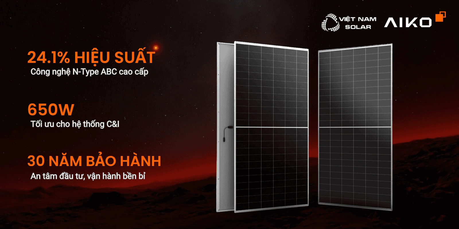 AIKO-G650-MCH72Mw - Tấm Pin NLMT Aiko 650WP - COMET 2U72 1 gioi thieu aiko g650 mch72mw 1