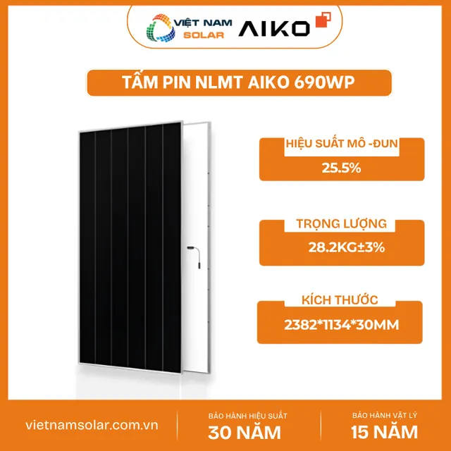 AIKO-A690-MDE72Mw – Tấm Pin NLMT Aiko 690WP – COMET 3N72
