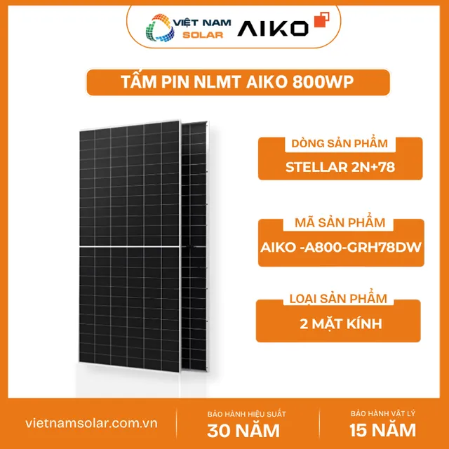 AIKO-A800-GRH78Dw – Tấm Pin NLMT AIKO 800WP – STELLAR 2N+78