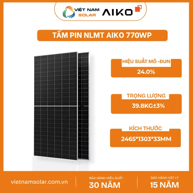 A770-GRH78Dw – Tấm Pin NLMT Aiko 770WP – STELLAR 2N+78