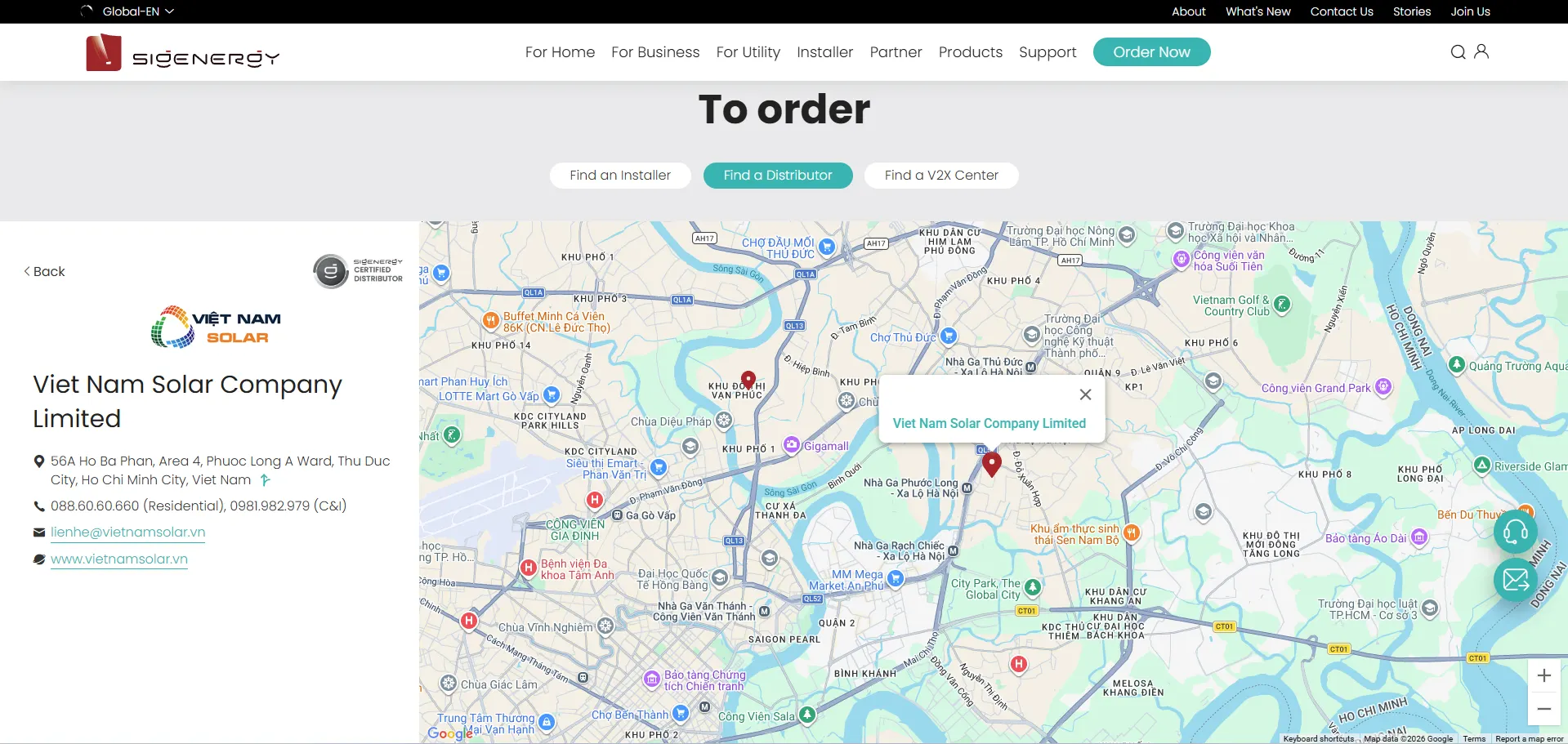 Việt Nam Solar - Đối tác phân phối chính thức của Sigenergy