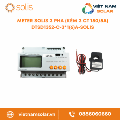 DTSD1352-C-3*1(6)A-Solis-Meter Solis 3 pha (Kèm 3 CT 150/5A)