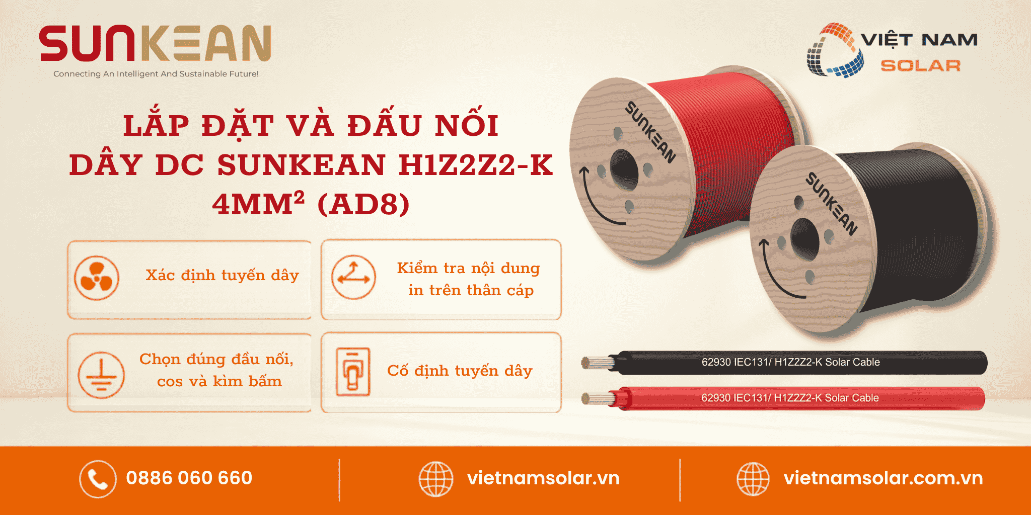 Dây DC Sunkean H1Z2Z2-K 4mm² (AD8) – Cáp Chuyên Dụng Cho Solar 2 lap dat va dau noi day dc sunkean h1z2z2 k 4mm² ad8 cap chuyen dung cho solar