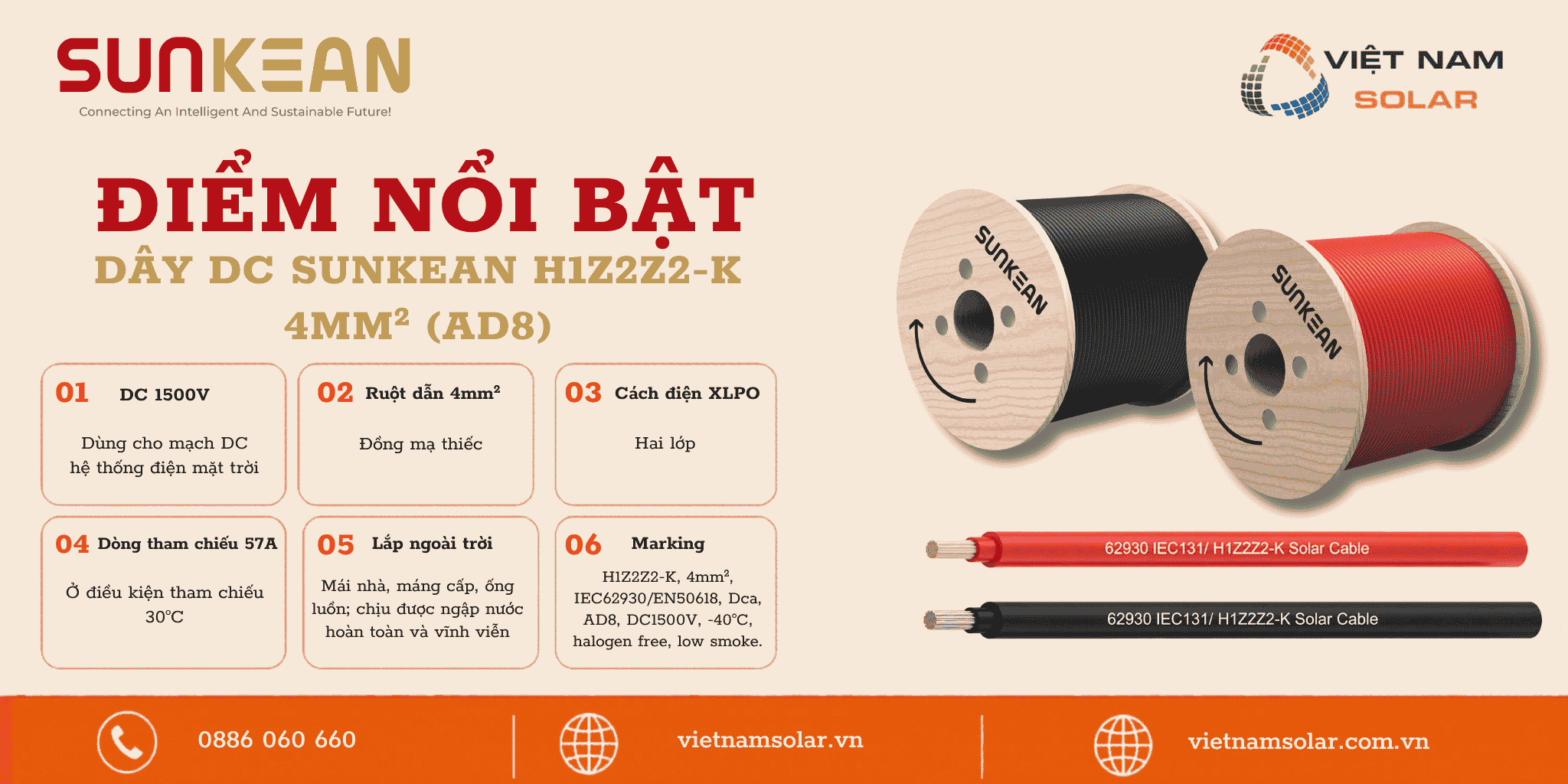 Dây DC Sunkean H1Z2Z2-K 4mm² (AD8) – Cáp Chuyên Dụng Cho Solar 1 tinh nang noi bat day dc sunkean h1z2z2 k 4mm² ad8 cap chuyen dung cho solar