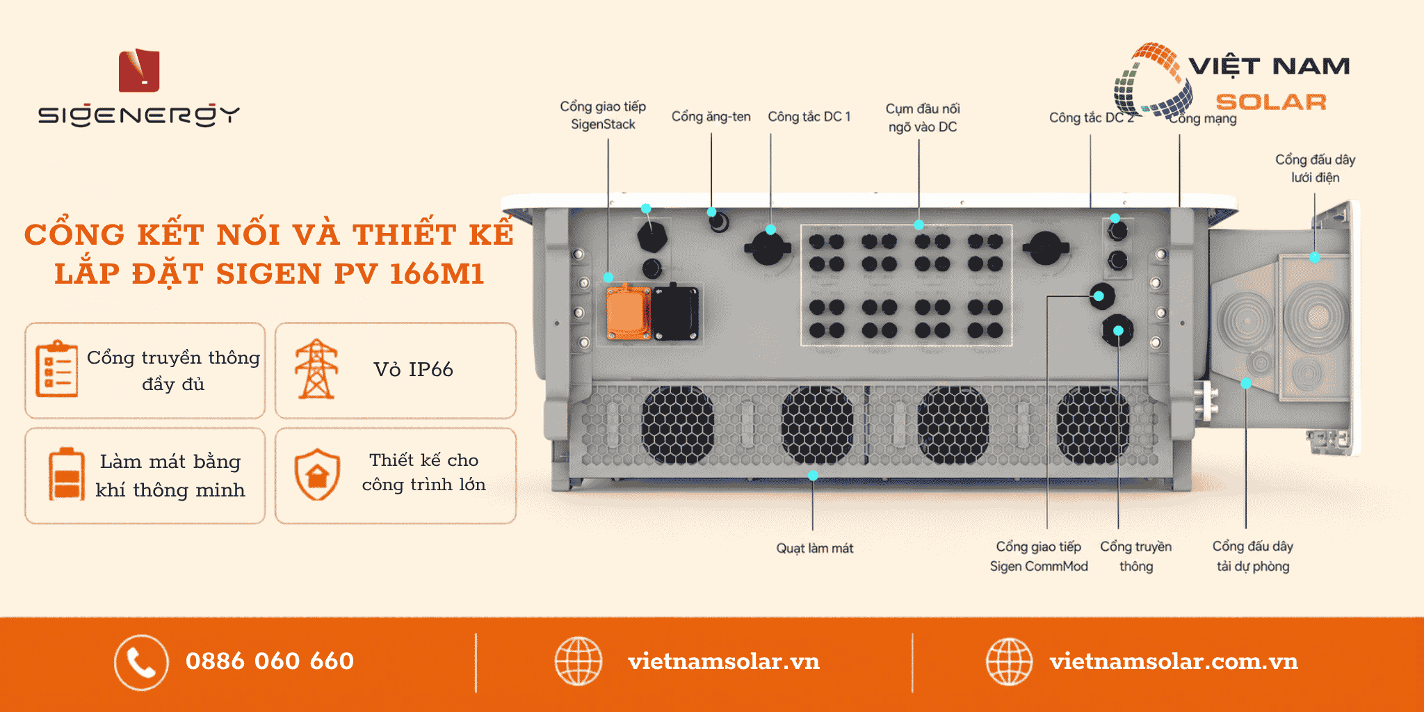 Sigen PV 166M1 - Inverter Sigenergy 3 Pha 166kW 2 cong ket noi sigen pv 166m1 inverter sigenergy 3 pha 166kw