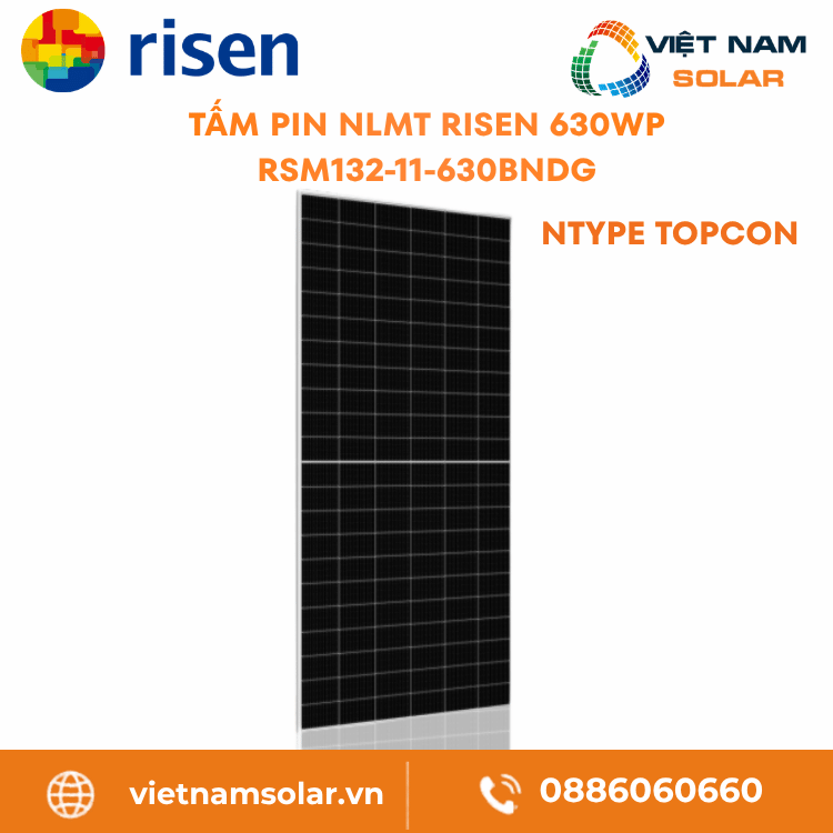 RSM132-11-630BNDG-Tấm Pin NLMT Risen 630WP Ntype TOPCon
