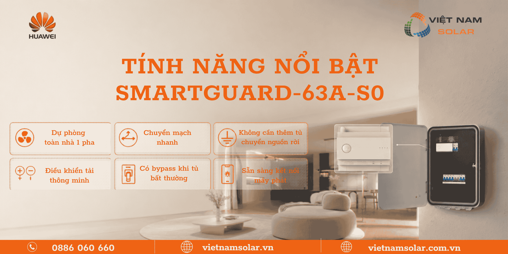 SmartGuard-63A-S0 - Tủ Điện Huawei 1 Pha - Bảo hành 10 năm 1 tinh nang noi bat smartguard 63a s0 tu dien huawei 1 pha bao hanh 10 nam