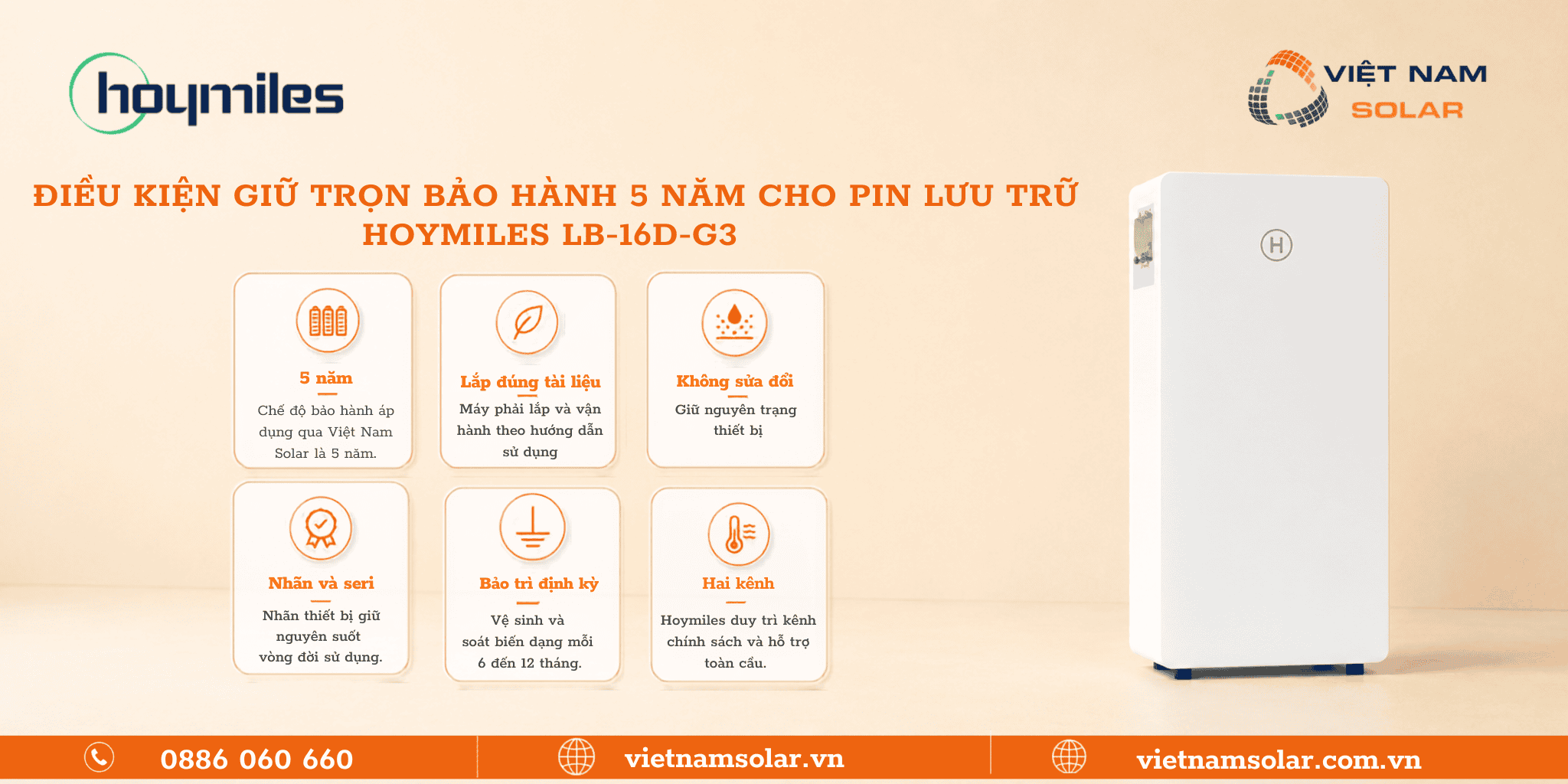 Bảo hành LB-16D-G3 pin lưu trữ điện lithium Hoymiles 16kWh áp thấp