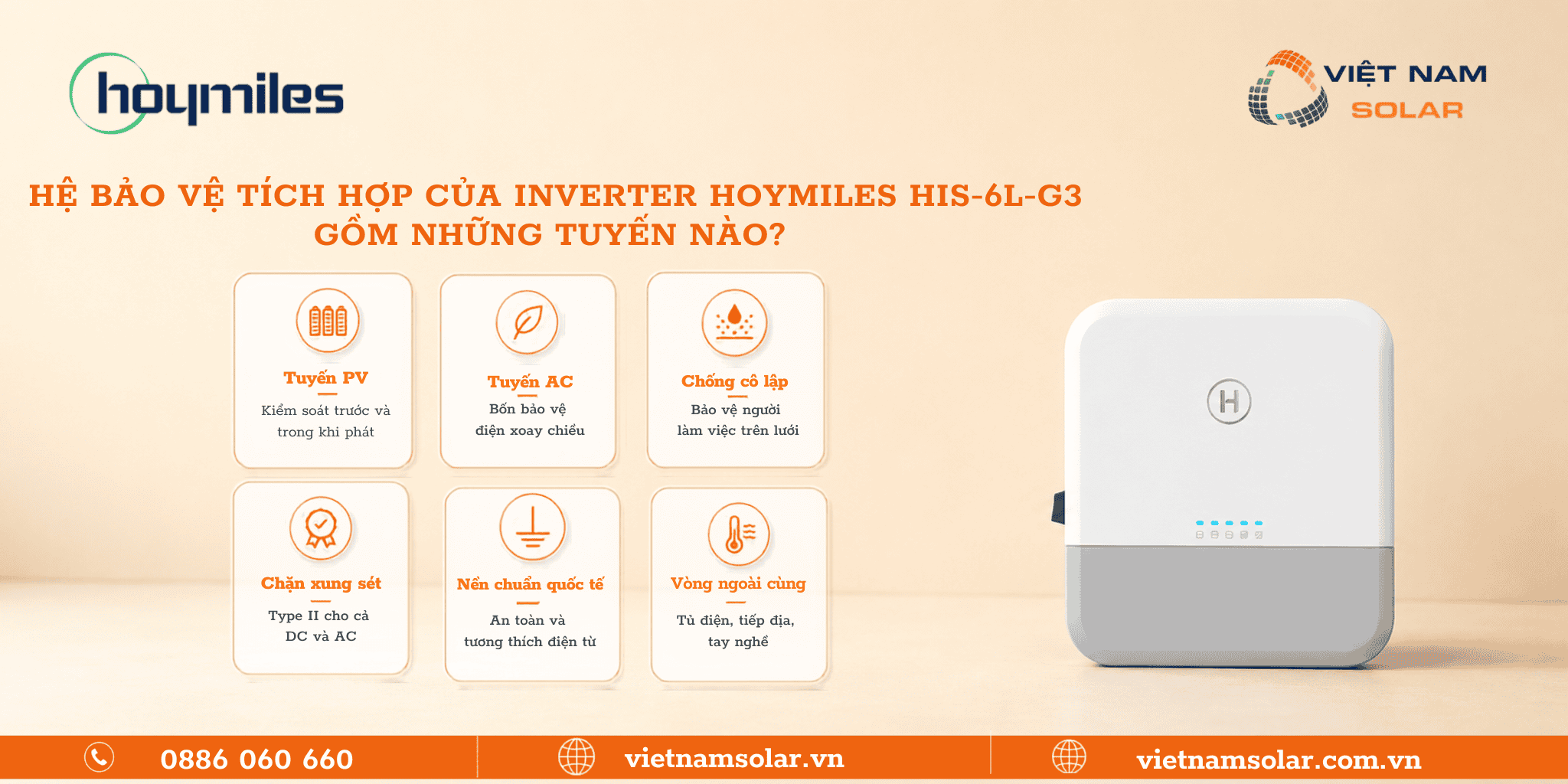 HIS-6L-G3 - Inverter Hybrid Hoymiles 6kW 1 Pha (Áp Thấp) 2 Bảo vệ HIS-6L-G3 inverter hybrid Hoymiles 6kW 1 pha áp thấp