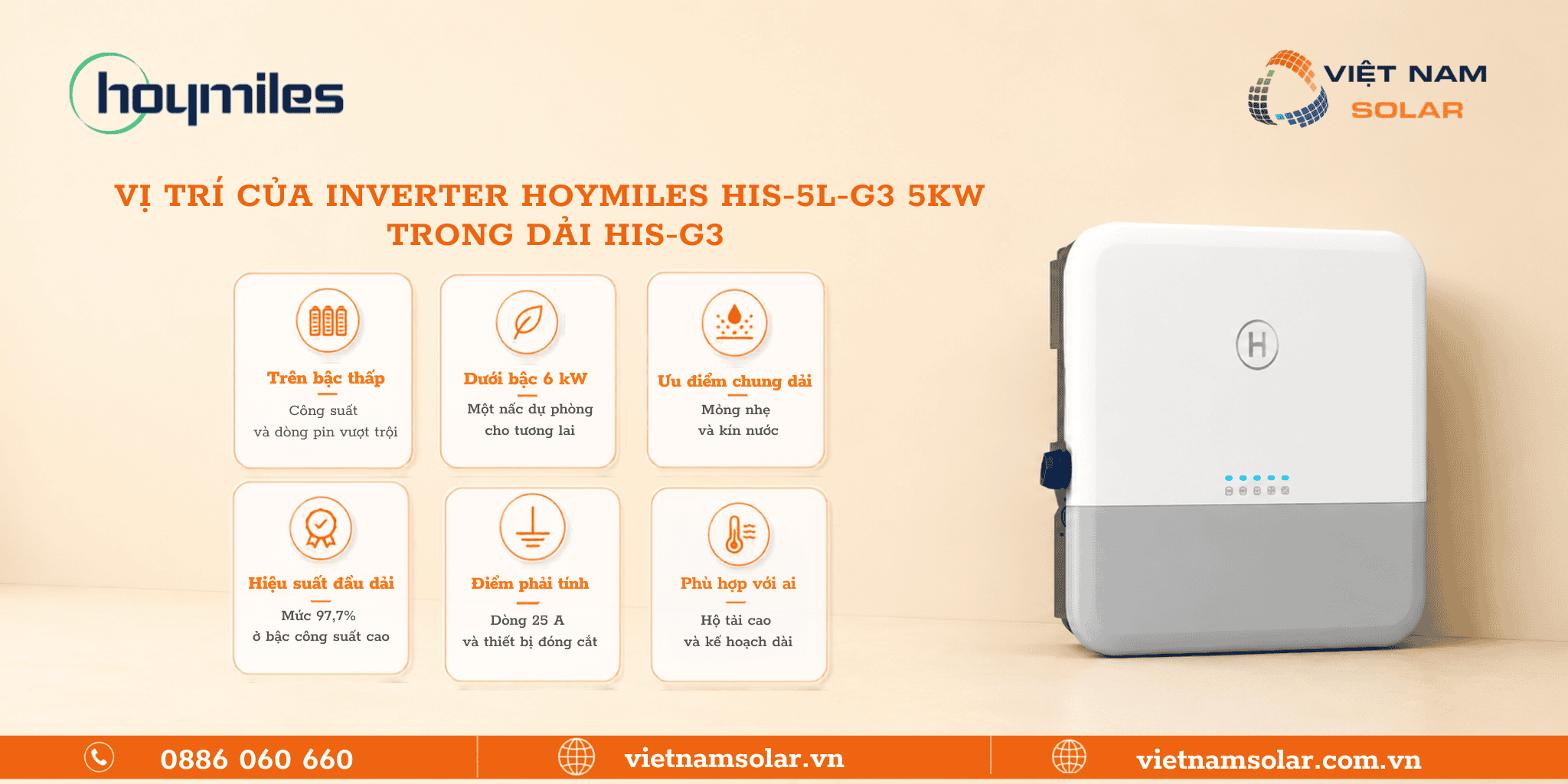 Điểm mạnh HIS-5L-G3 inverter hybrid Hoymiles 5kW 1 pha áp thấp