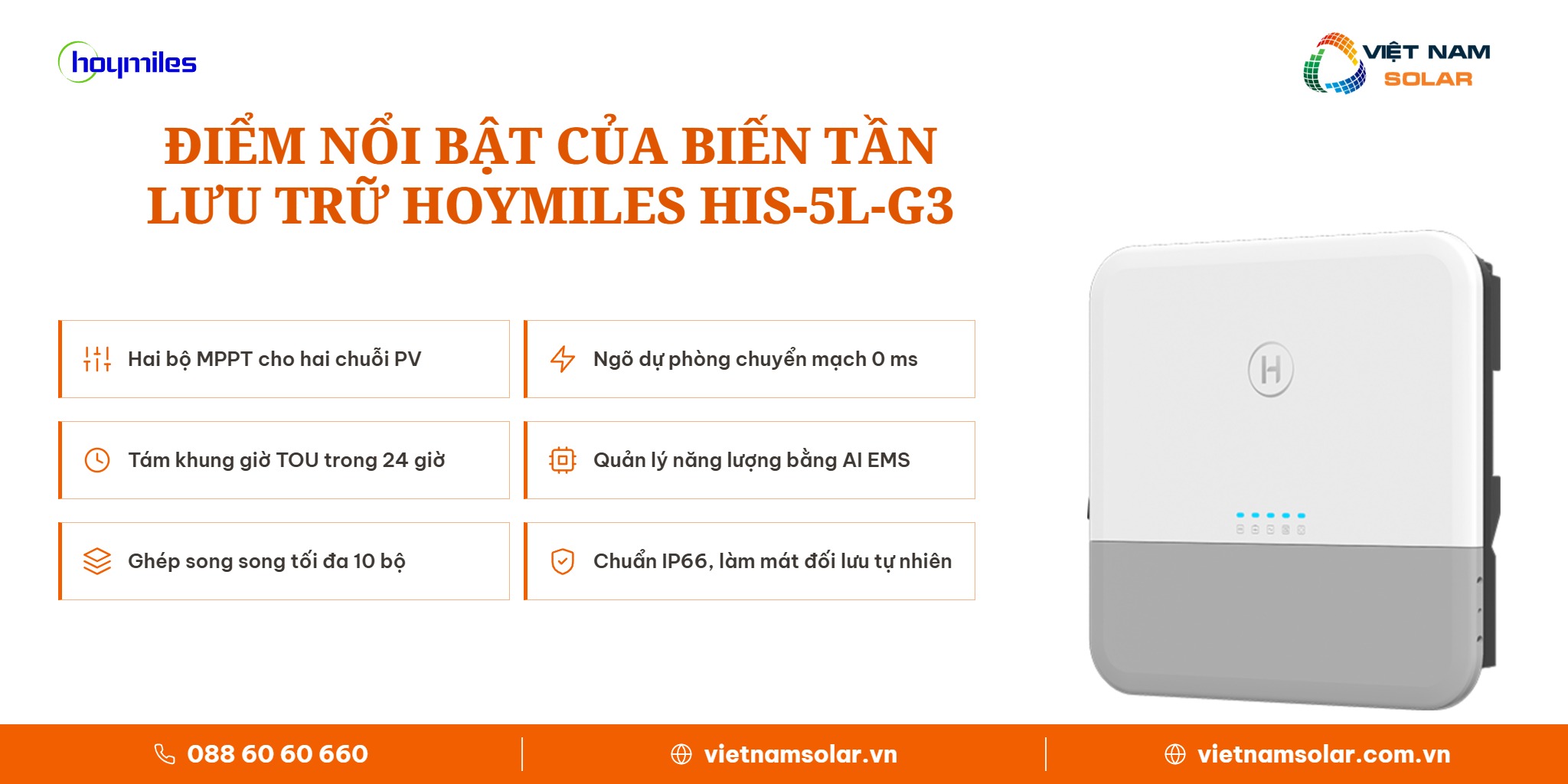 HIS-5L-G3 - Inverter Hybrid Hoymiles 5kW 1 Pha (Áp Thấp) 2 HIS-5L-G3 - điểm nổi bật, inverter hybrid Hoymiles 5 kW 1 pha pin áp thấp