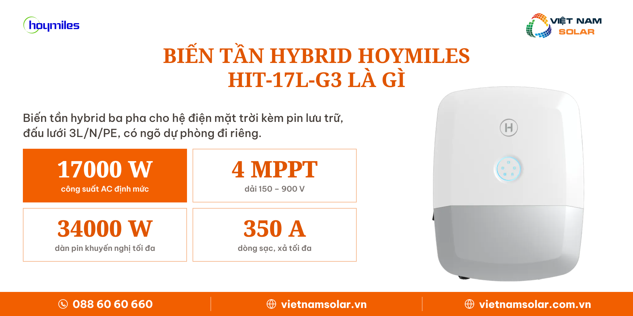 Inverter hybrid Hoymiles HIT-17L-G3 17 kW ba pha áp thấp, giới thiệu tổng quan sản phẩm