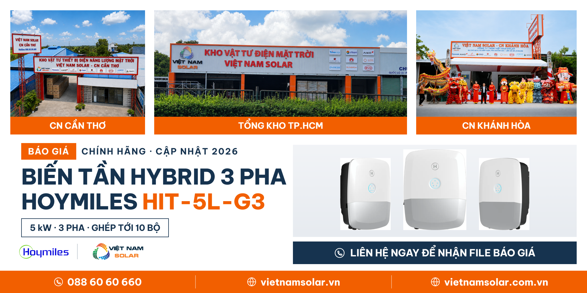 Inverter hybrid Hoymiles HIT-5L-G3 5 kW ba pha áp thấp, cách nhận báo giá tại Việt Nam Solar