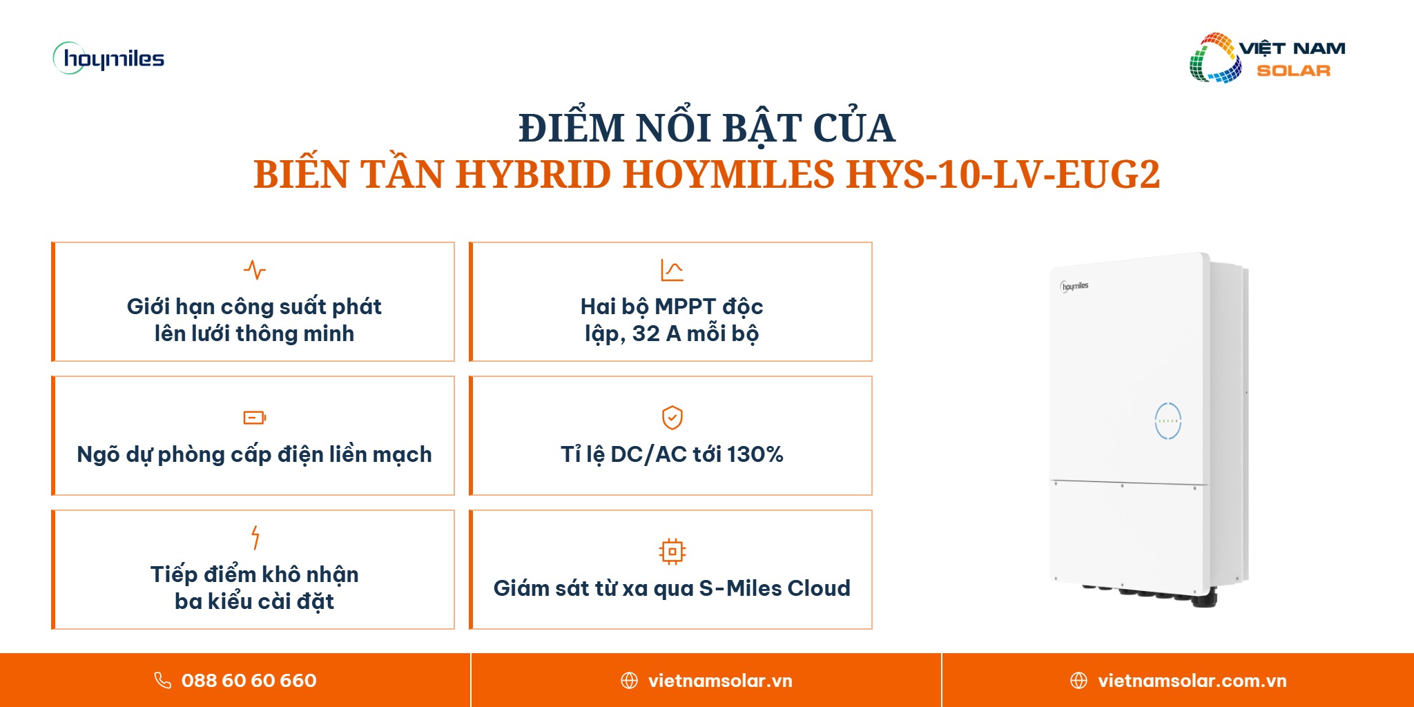 HYS-10-LV-EUG2 - Inverter Hybrid Hoymiles 10kW 1 Pha (Áp Thấp) 2 HYS-10-LV-EUG2 - điểm nổi bật, inverter hybrid Hoymiles 10kW 1 pha áp thấp