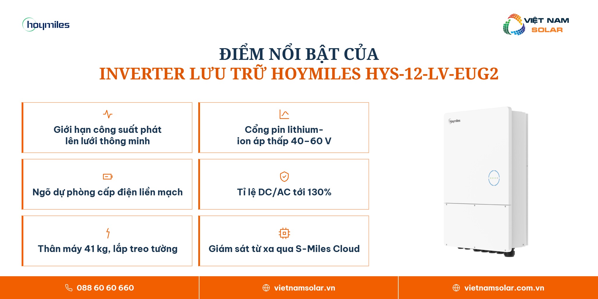 HYS-12-LV-EUG2 - Inverter Hybrid Hoymiles 12kW 1 Pha (Áp Thấp) 2 HYS-12-LV-EUG2 - điểm nổi bật, inverter hybrid Hoymiles 12kW 1 pha áp thấp