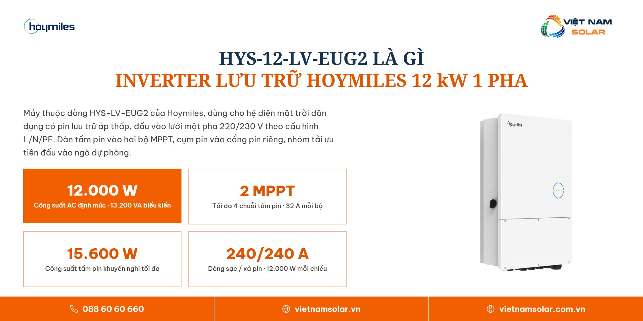 HYS-12-LV-EUG2 - Inverter Hybrid Hoymiles 12kW 1 Pha (Áp Thấp) 1 HYS-12-LV-EUG2 - thông tin sản phẩm, inverter hybrid Hoymiles 12kW 1 pha áp thấp