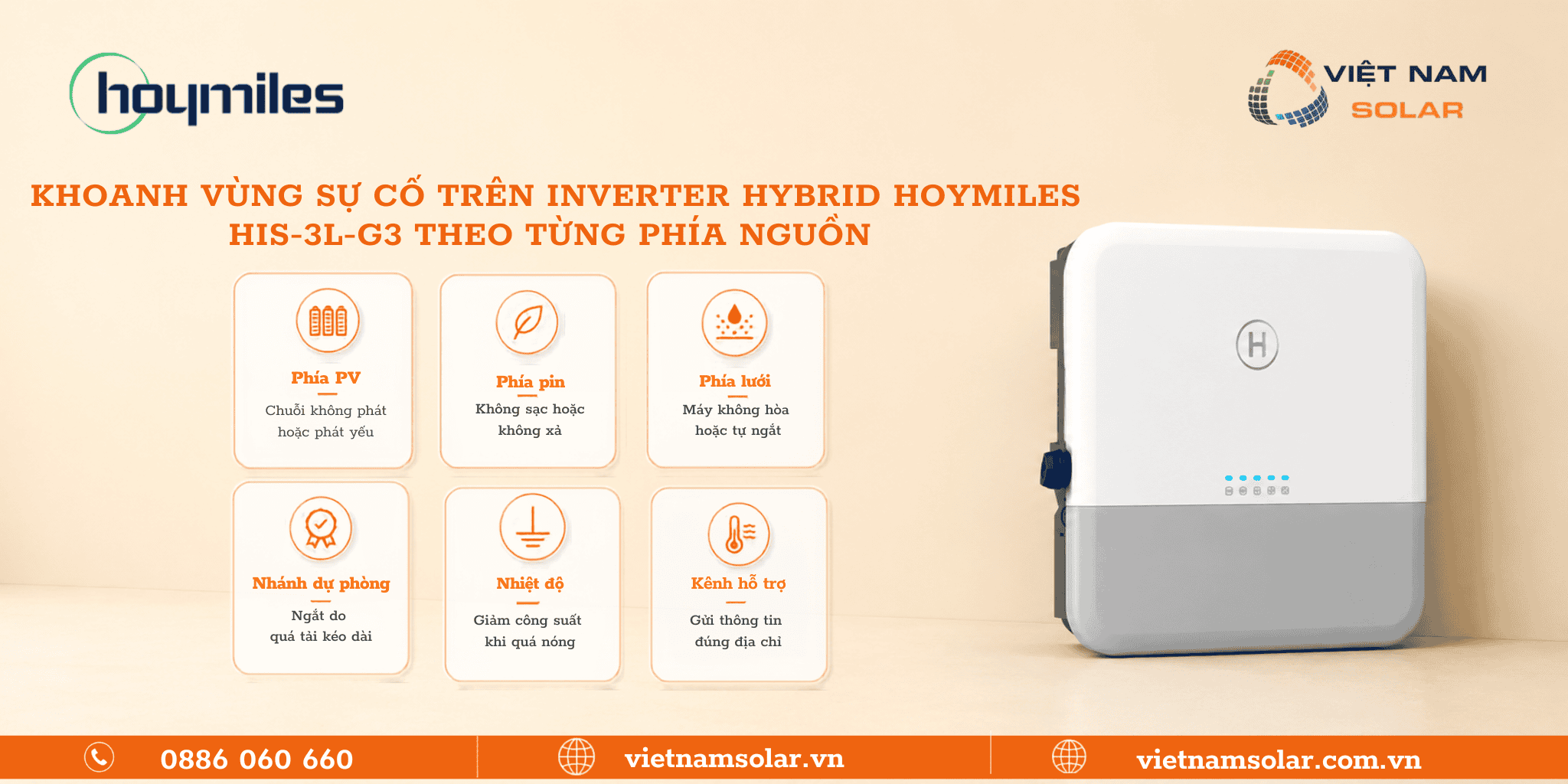 Sự cố HIS-3L-G3 inverter hybrid Hoymiles 3kW 1 pha áp thấp