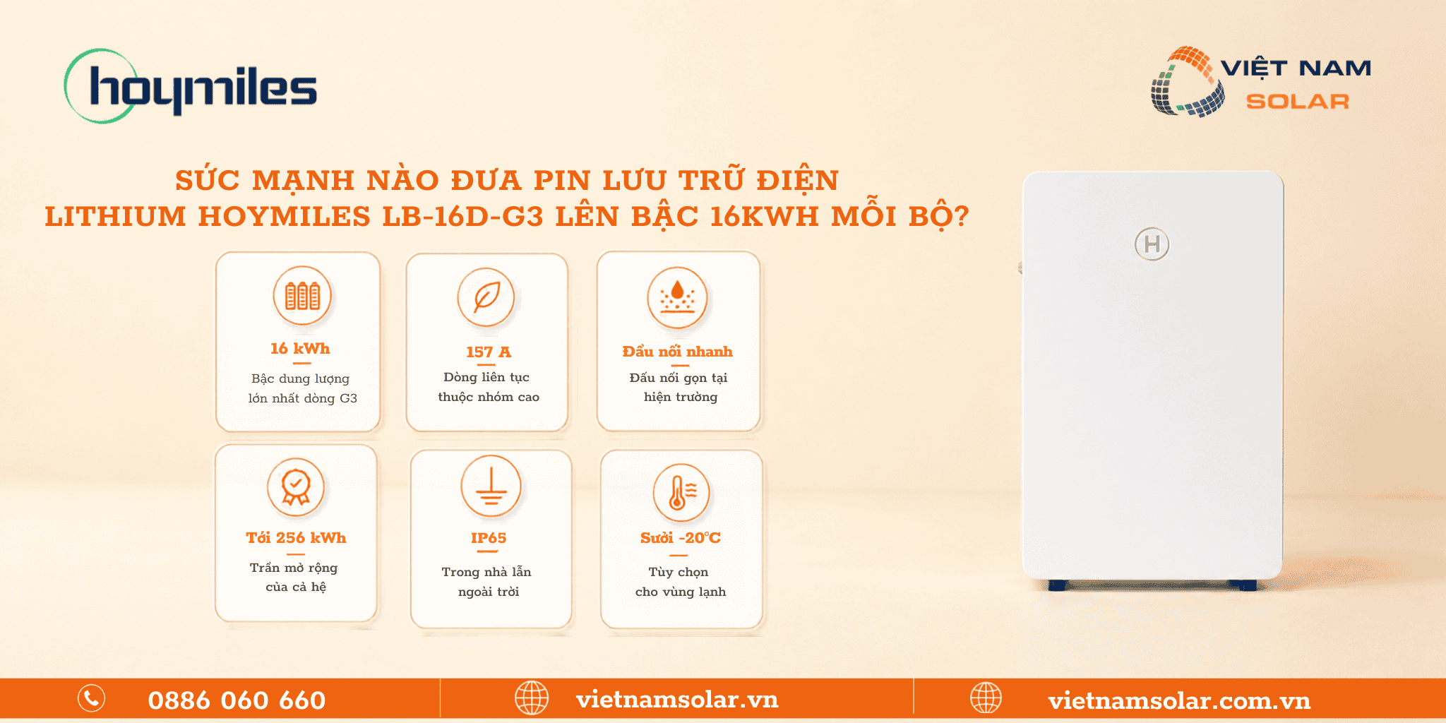Tính năng nổi bật LB-16D-G3 pin lưu trữ điện lithium Hoymiles 16kWh áp thấp