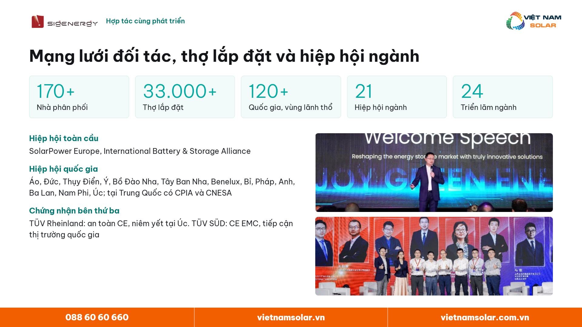 Mạng lưới đối tác, thợ lắp đặt và hiệp hội ngành của Sigenergy
