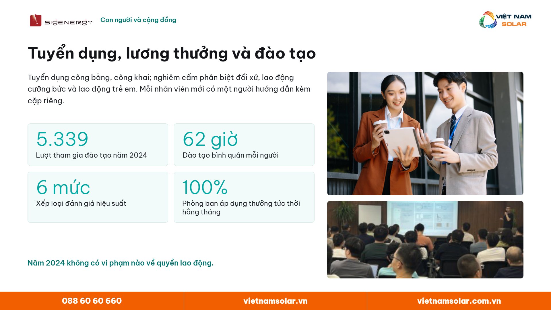 Tuyển dụng, lương thưởng và đào tạo nhân sự tại Sigenergy