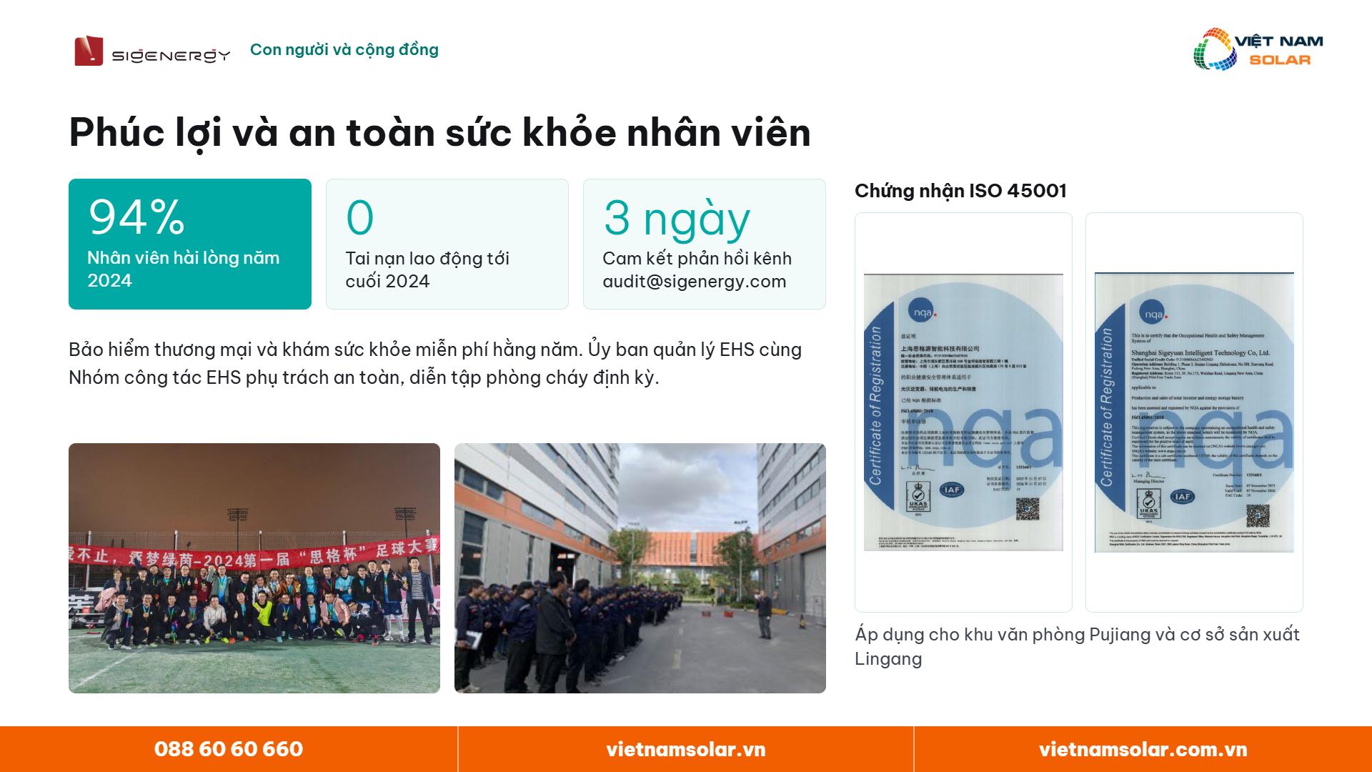 Phúc lợi và an toàn sức khỏe cho nhân viên Sigenergy