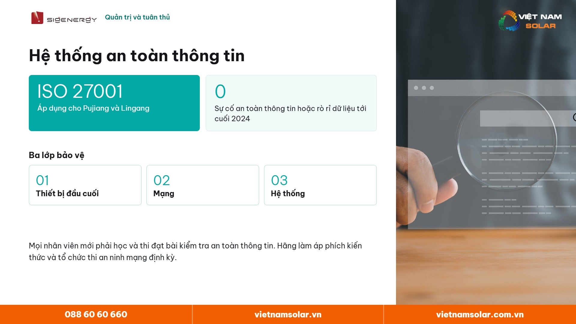 Hệ thống an toàn thông tin của thương hiệu Sigenergy