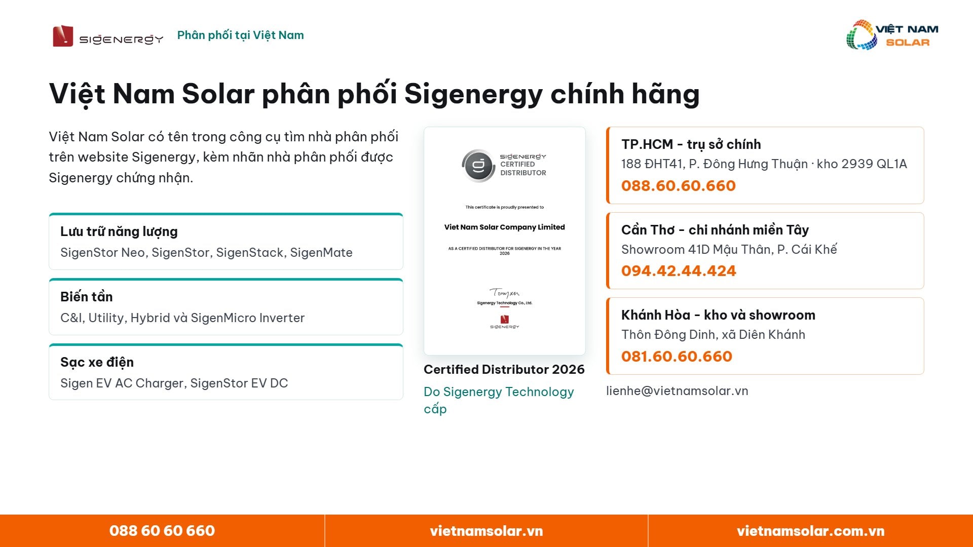 Việt Nam Solar phân phối sản phẩm Sigenergy chính hãng tại Việt Nam