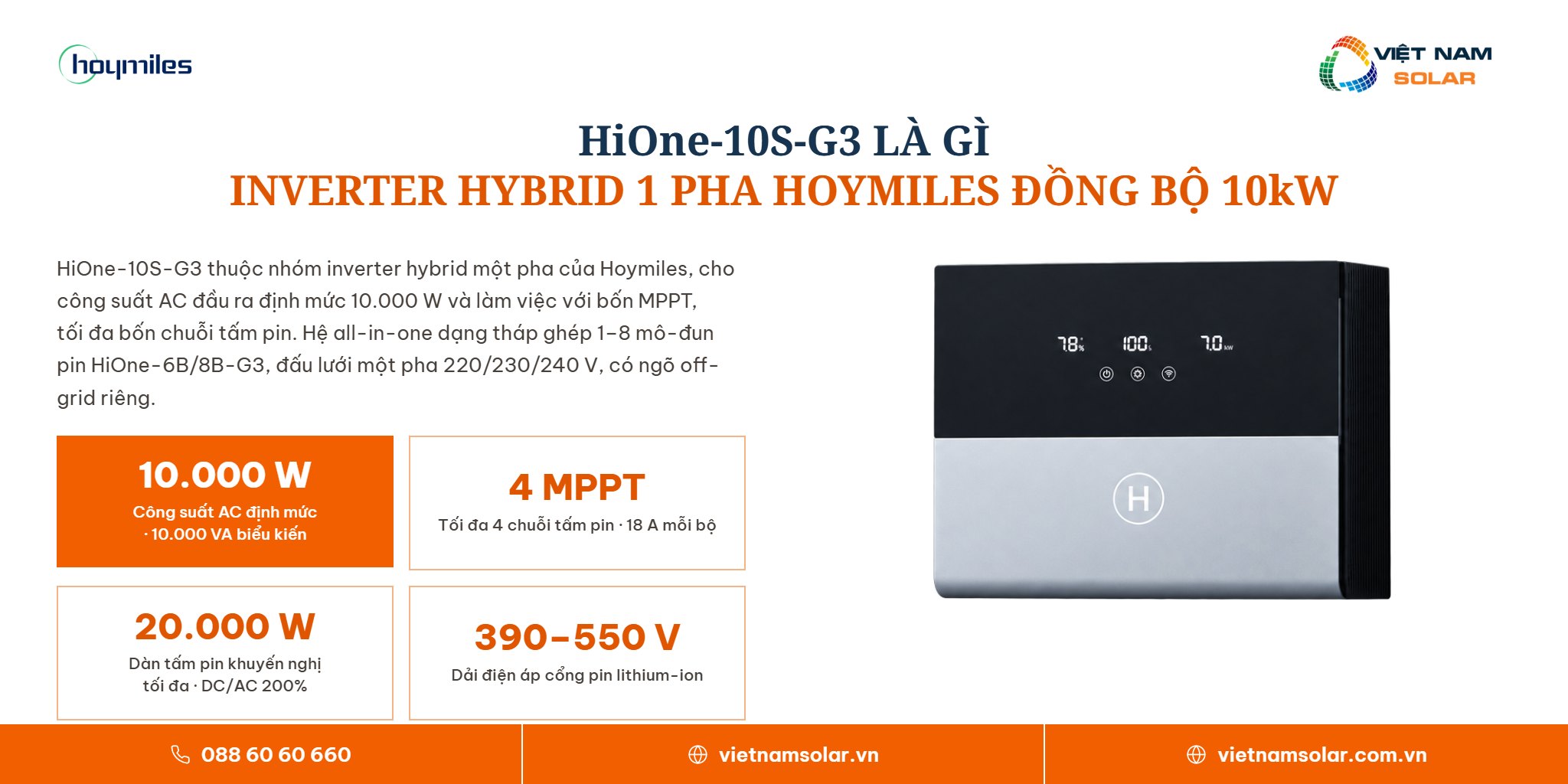 HiOne-10S-G3 - Inverter Hybrid 1 Pha Hoymiles Đồng Bộ 10kW 1 HiOne-10S-G3 Inverter Hybrid 1 Pha Hoymiles Đồng Bộ 10kW - HiOne-10S-G3 là gì? Inverter hybrid 1 pha Hoymiles đồng bộ 10kW