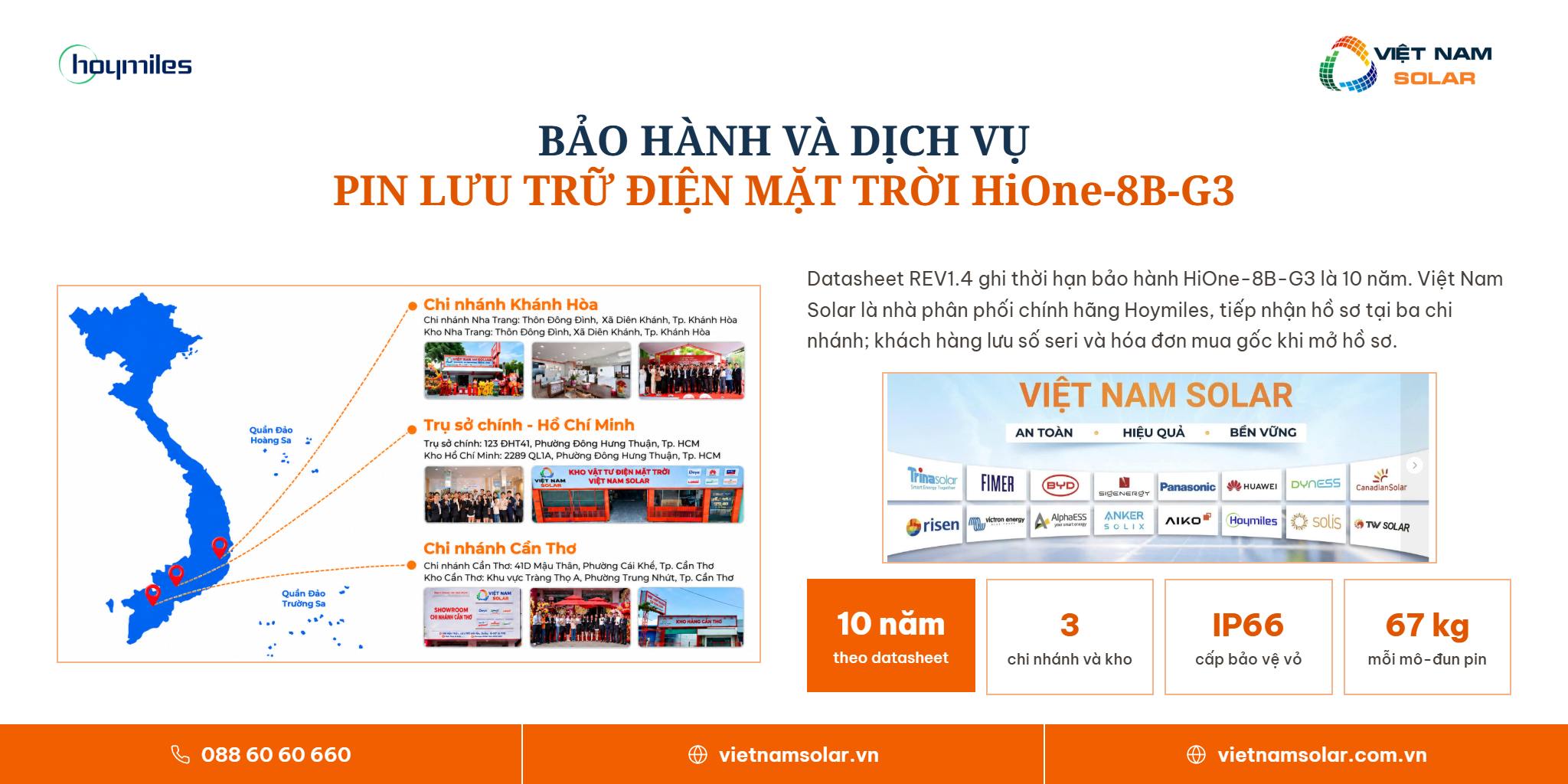 HiOne-8B-G3 - Bộ Lưu Trữ Dành Cho Dòng HiOne All in One Dung Lượng 8kWh 7 Trung tâm bảo hành pin lưu trữ điện mặt trời HiOne-8B-G3 tại Việt Nam Solar