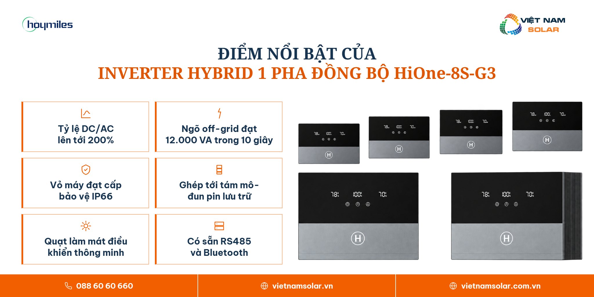 HiOne-8S-G3 - Inverter Hybrid 1 Pha Hoymiles Đồng Bộ 8kW 2 HiOne-8S-G3 Inverter Hybrid 1 Pha Hoymiles Đồng Bộ 8kW - Điểm nổi bật của inverter hybrid 1 pha Hoymiles HiOne-8S-G3