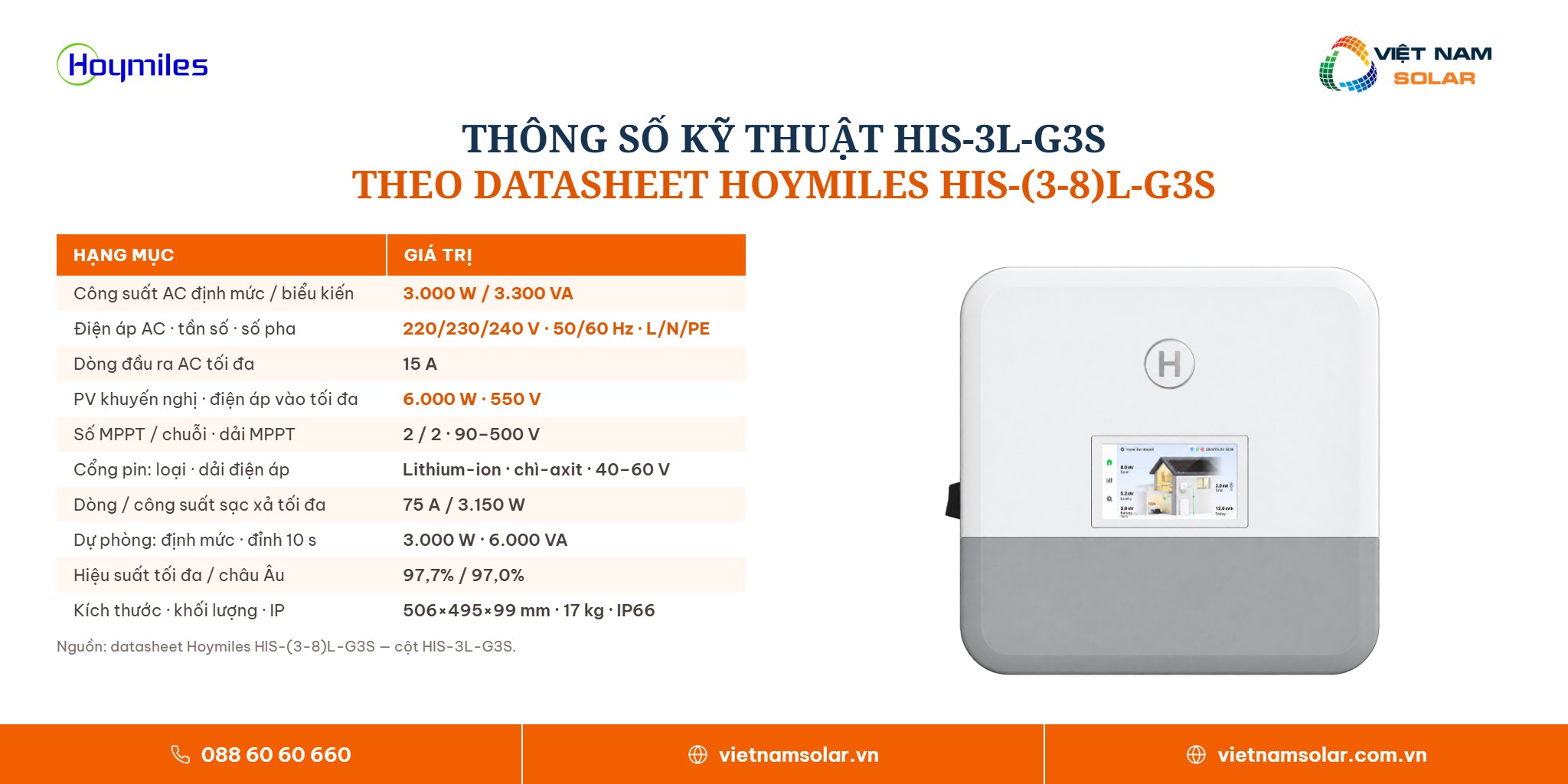 HIS-3L-G3S - Inverter Hybrid Hoymiles 3kW 1 Pha Có Màn Hình 11 HIS-3L-G3S - bảng thông số kỹ thuật, inverter hybrid Hoymiles 3 kW 1 pha có màn hình