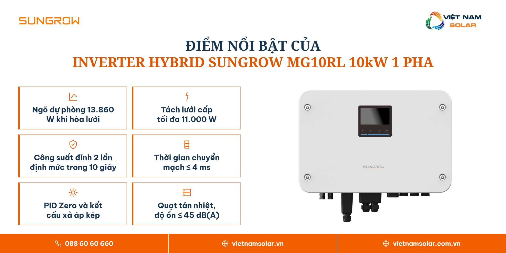 MG10RL - Inverter Hybrid Sungrow 10kW 1 Pha (Áp Thấp) 2 MG10RL - điểm nổi bật, inverter hybrid Sungrow 10 kW một pha áp thấp