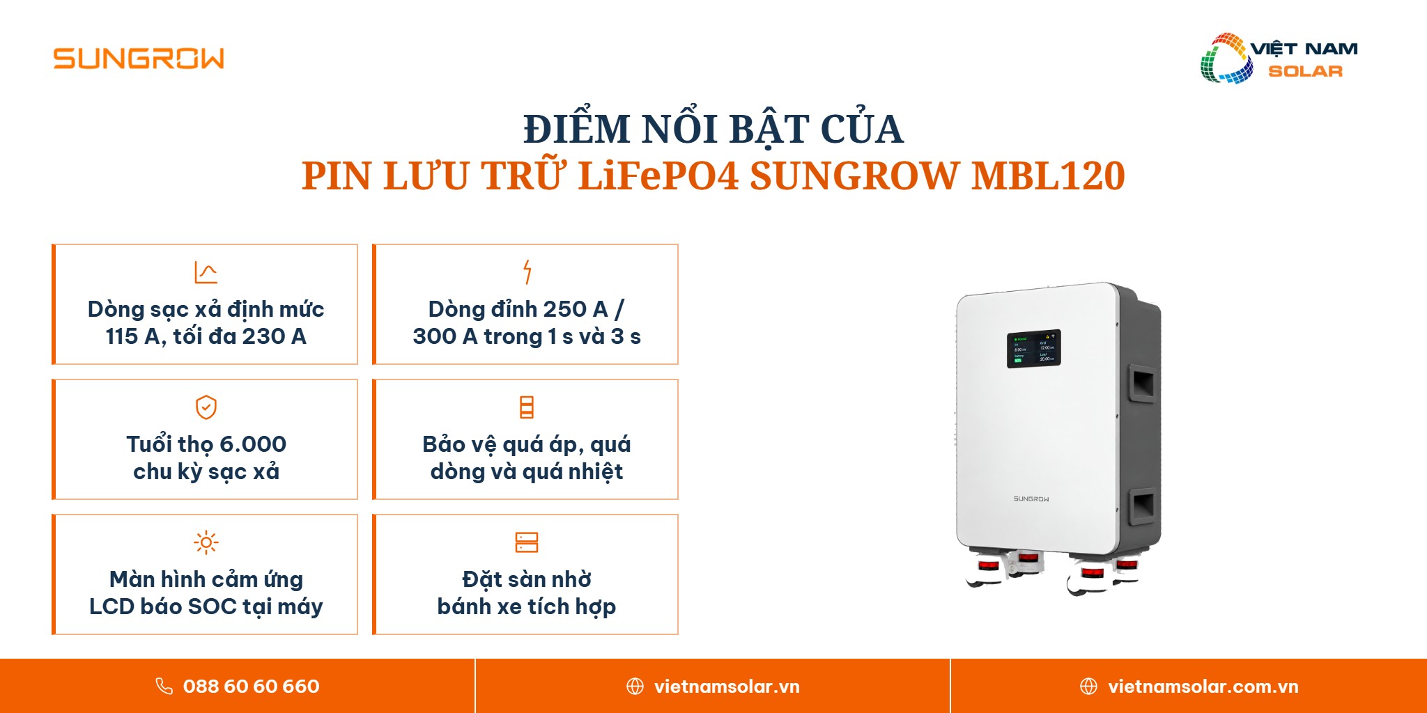MBL120 - Pin Lưu Trữ Điện Lithium Sungrow 11.8kWh (Áp Thấp) 2 MBL120 - Pin Lưu Trữ Điện Lithium Sungrow 11.8kWh (Áp Thấp) · các điểm nổi bật