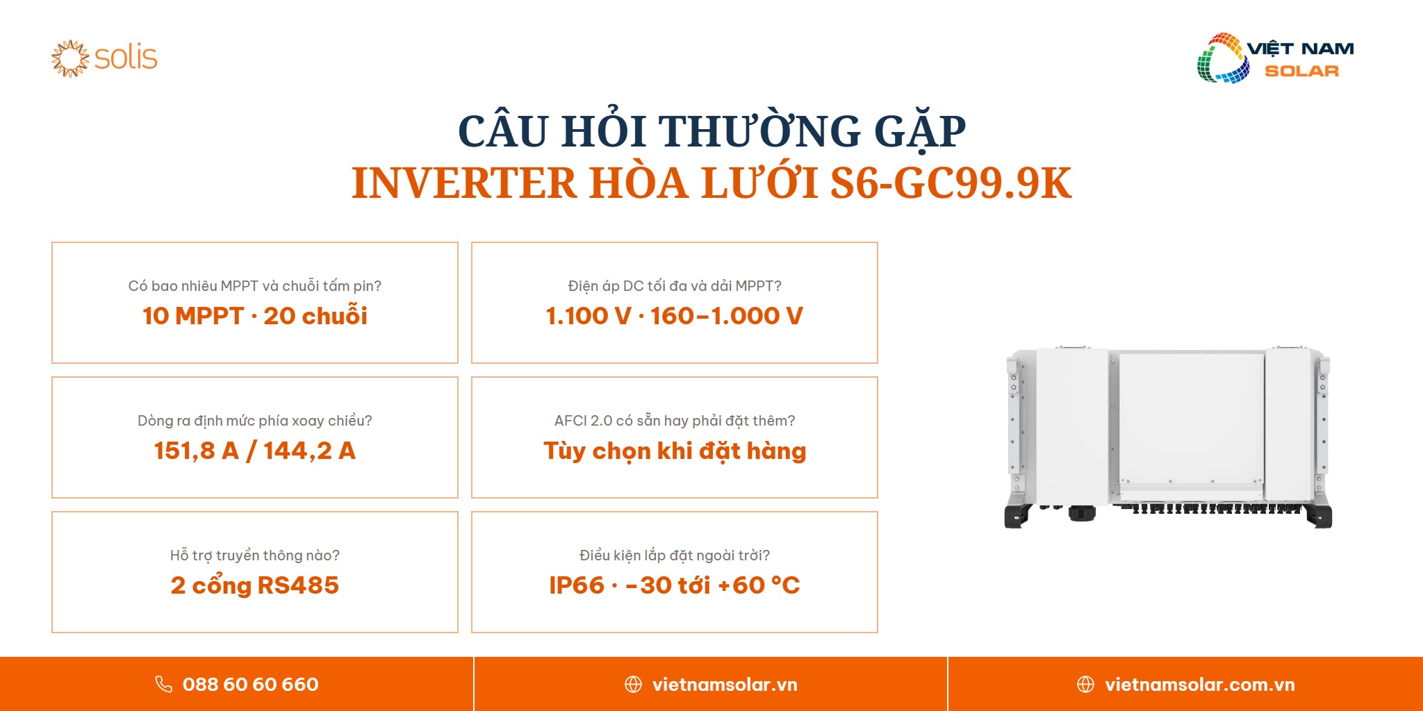 S6-GC99.9K - Inverter Hòa Lưới Solis 99.9KW 3 Pha 12 S6-GC99.9K - Inverter Hòa Lưới Solis 99.9KW 3 Pha - Câu hỏi thường gặp về inverter hòa lưới S6-GC99.9K