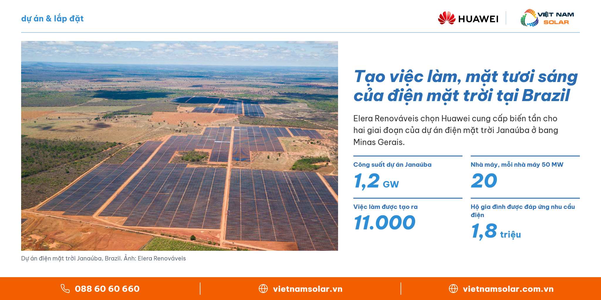 Tạo việc làm, mặt tươi sáng của điện mặt trời tại Brazil – Huawei FusionSolar, Việt Nam Solar