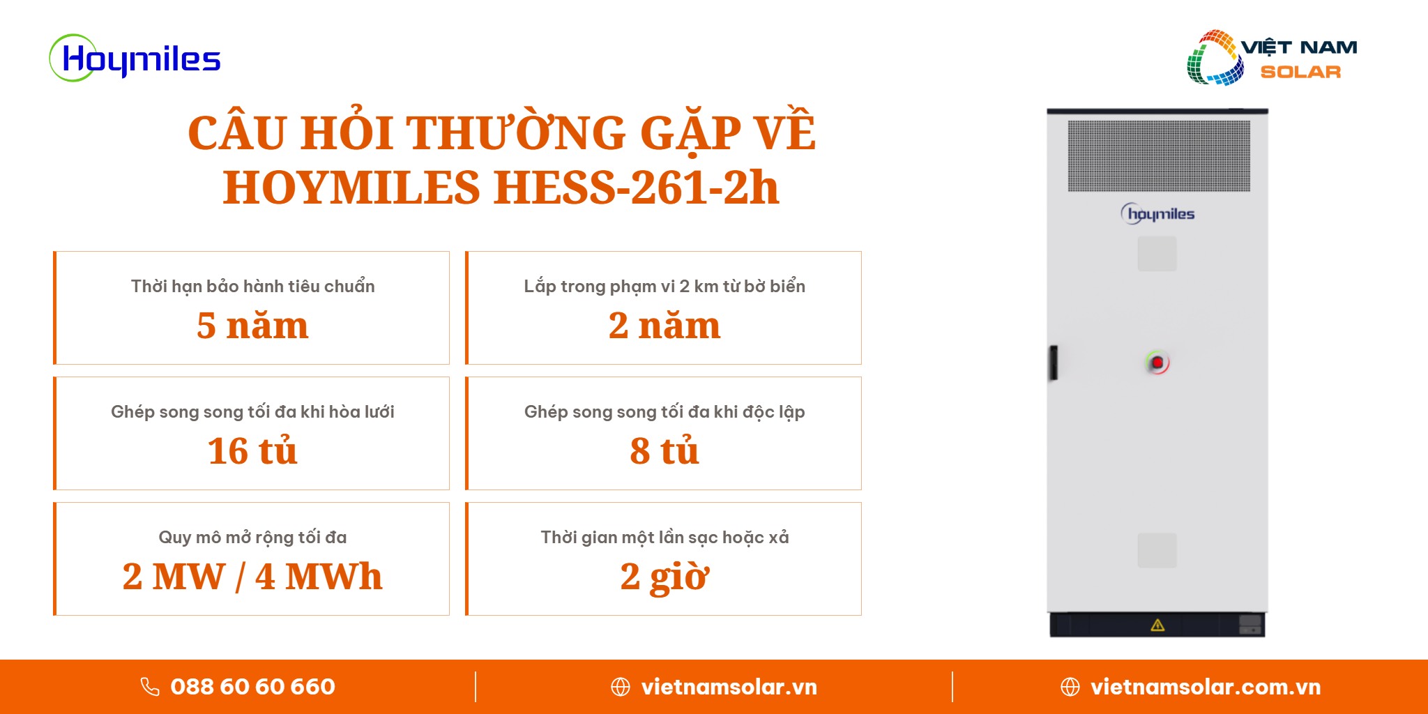 HESS-261-2h - Bess Hoymiles All In One Công Suất Inverter 125kW Lưu Trữ 261kWh: ảnh câu hỏi thường gặp về pin lưu trữ năng lượng mặt trời HESS-261-2h
