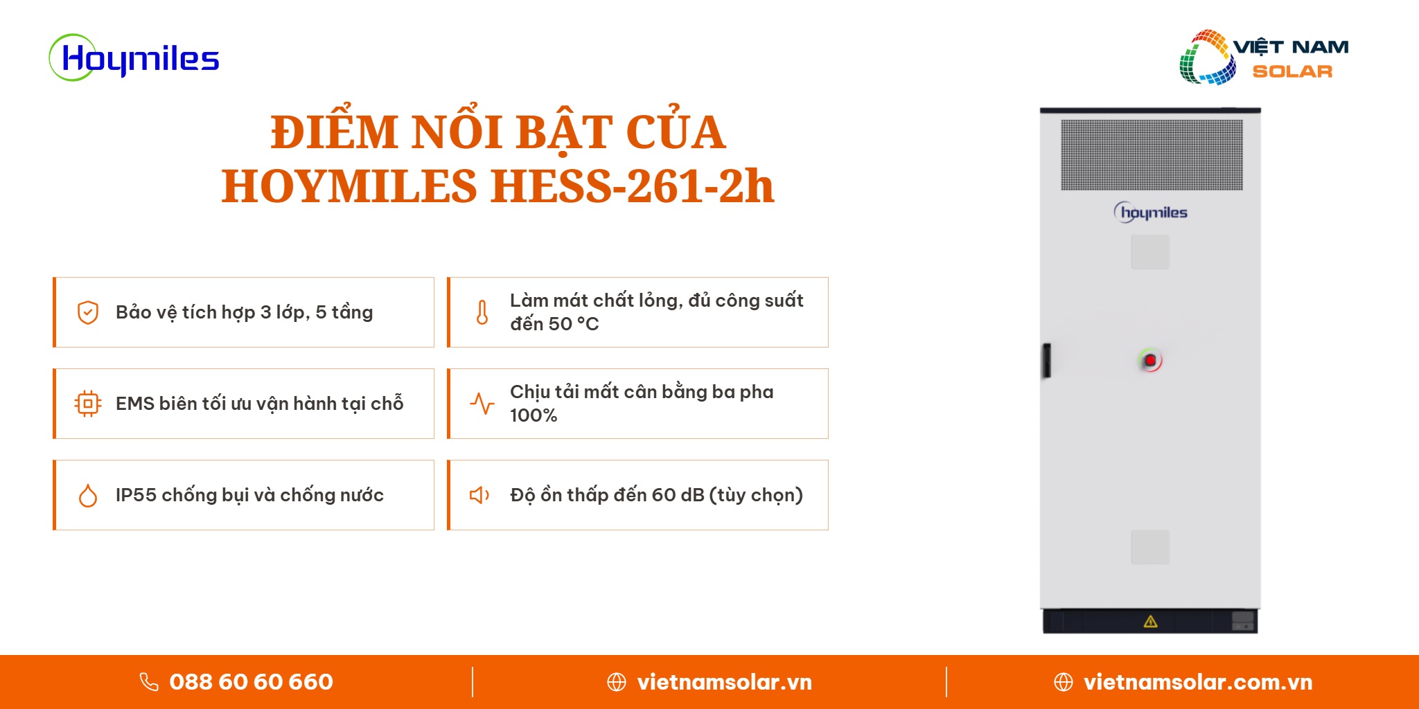 HESS-261-2h - Bess Hoymiles All In One Công Suất Inverter 125kW Lưu Trữ 261kWh: ảnh điểm nổi bật của hệ thống lưu trữ điện Hoymiles HESS-261-2h