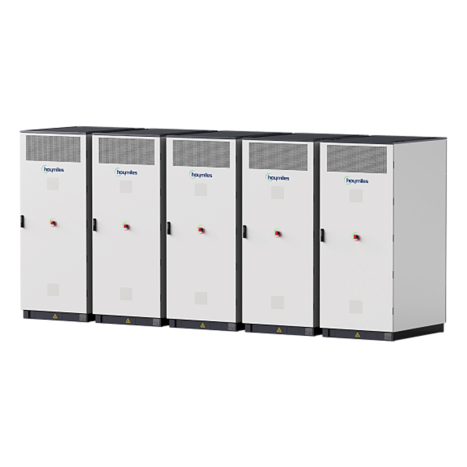 HESS-261-2h - Bess Hoymiles All In One Công Suất Inverter 125kW Lưu Trữ 261kWh: ảnh hệ thống lưu trữ năng lượng BESS HESS-261-2h 5 tủ ghép song song, nhóm thông số phía AC độc lập