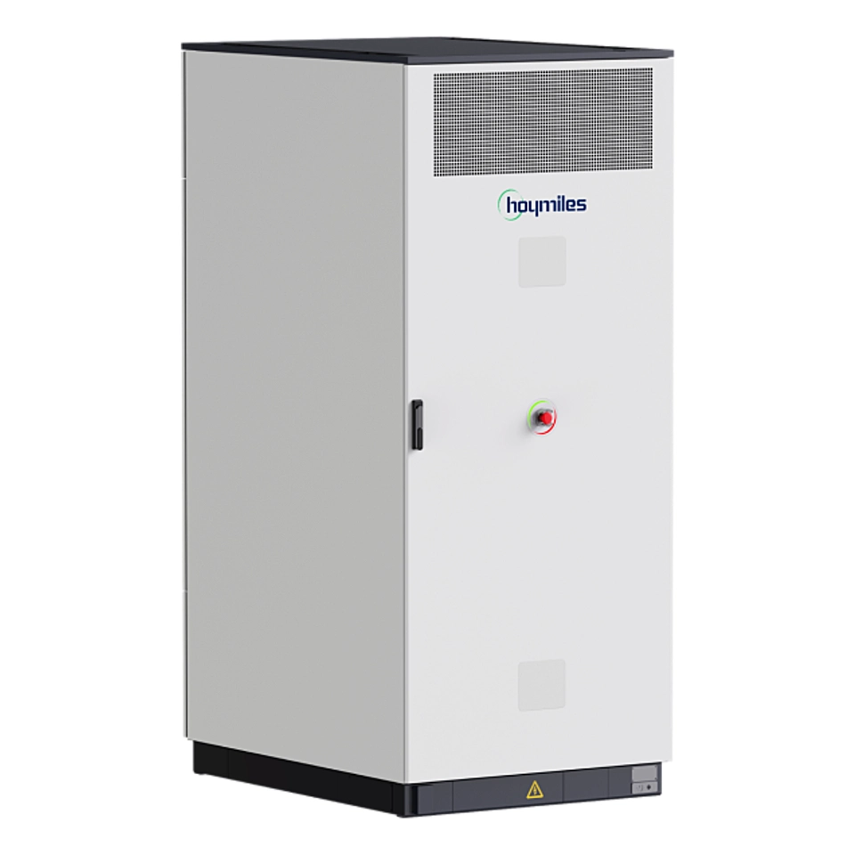 HESS-261-2h - Bess Hoymiles All In One Công Suất Inverter 125kW Lưu Trữ 261kWh: ảnh hệ thống lưu trữ năng lượng BESS HESS-261-2h góc nghiêng ba phần tư, nhóm thông số phía AC hòa lưới