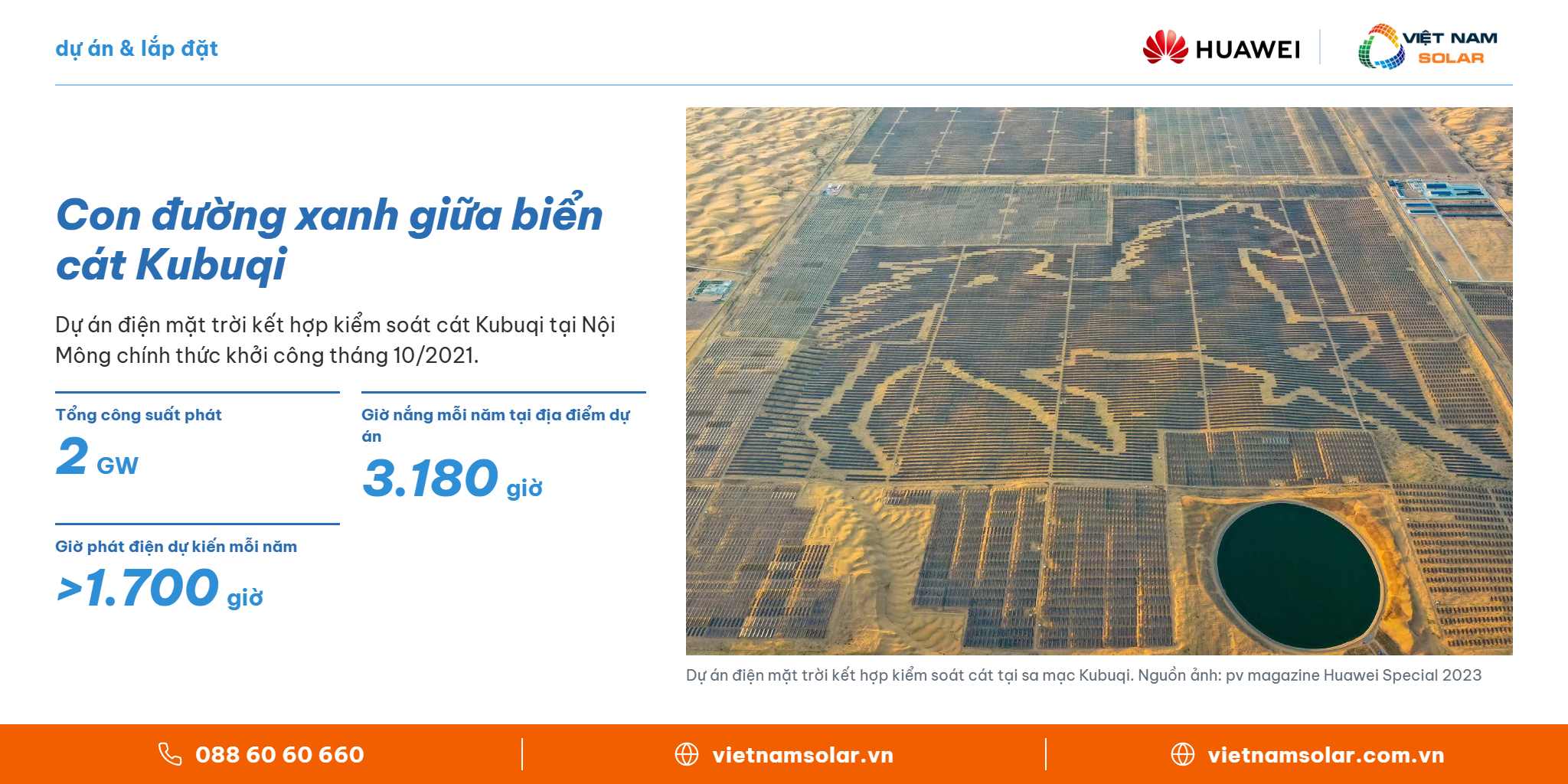 Con đường xanh giữa biển cát Kubuqi – Huawei FusionSolar, Việt Nam Solar