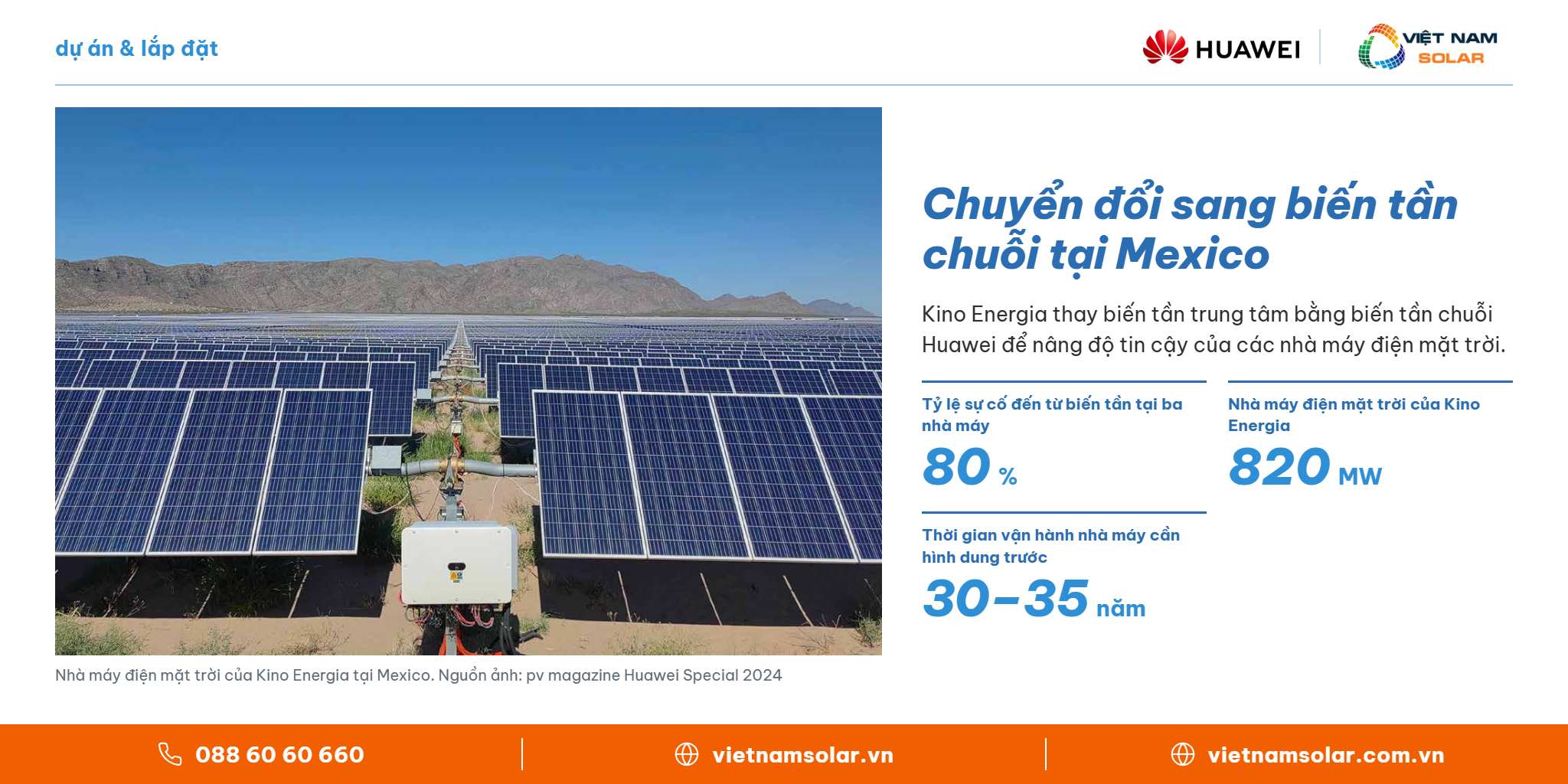Chuyển đổi sang biến tần chuỗi tại Mexico – Huawei FusionSolar, Việt Nam Solar