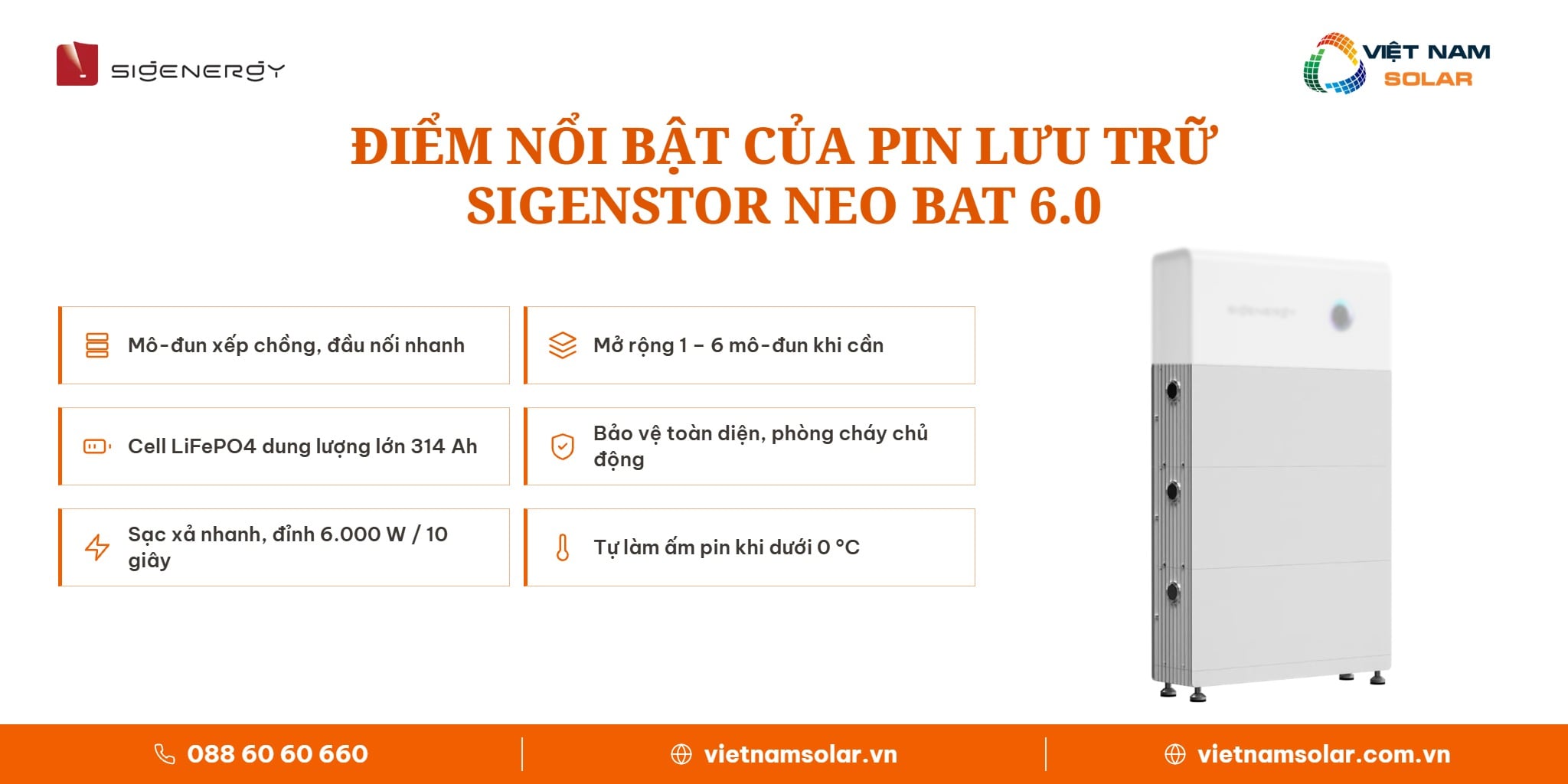 SigenStor Neo BAT 6.0 - Pin Lưu Trữ Lithium All In One Sigenergy 6kWh 2 SigenStor Neo BAT 6.0 - Pin Lưu Trữ Lithium Đồng Bộ Sigenergy 6kWh: ảnh điểm nổi bật của pin lưu trữ điện mặt trời Sigenergy SigenStor Neo BAT 6.0