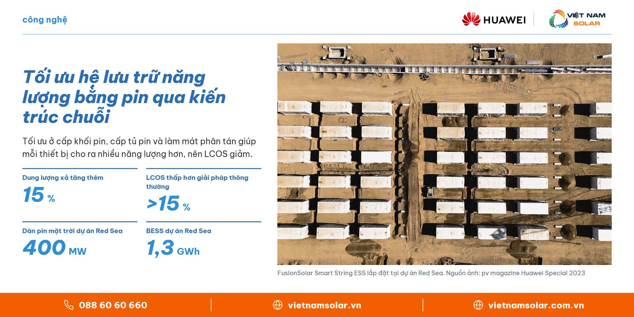 Tối ưu hệ lưu trữ năng lượng bằng pin qua kiến trúc chuỗi – Huawei FusionSolar, Việt Nam Solar